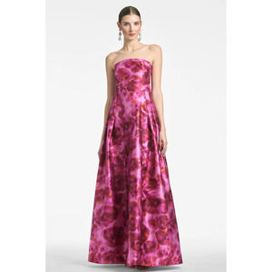 Sachin & Babi Zofia Floral Print Strapless Satin Gown. Size 10
